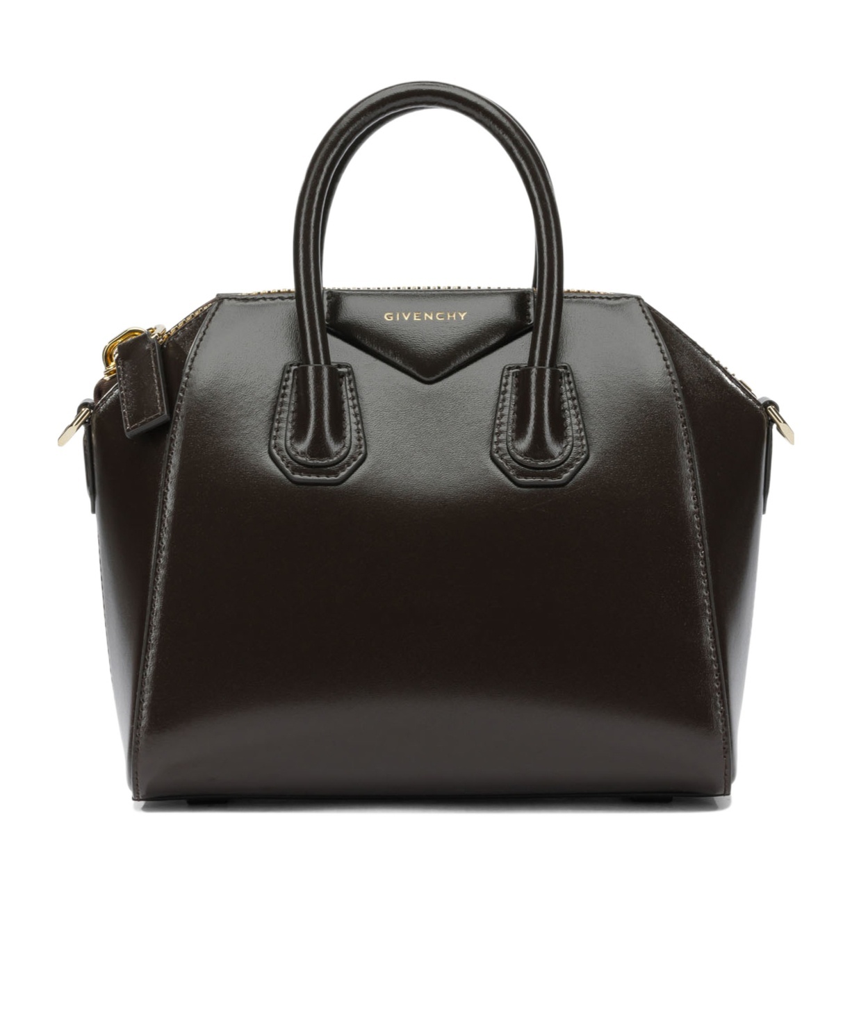 Givenchy Mini Antigona Bag In Box Leather In Brown
