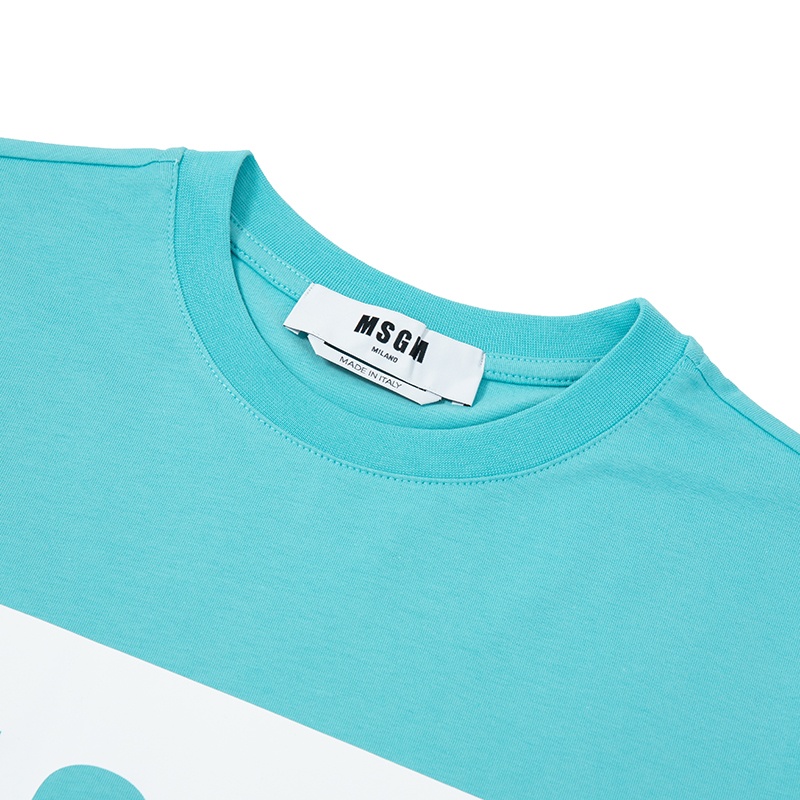 Msgm Round-necked Logo T-shirt In Blue