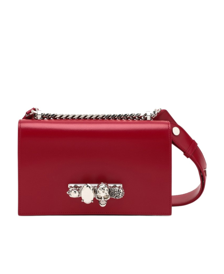 Alexander Mcqueen Jewelled Satchel Mini Shoulder Bag In Red