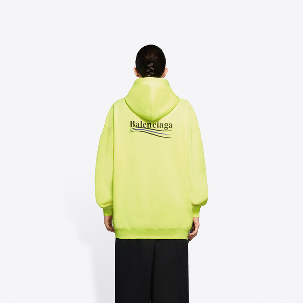 Balenciaga Logo Print Cotton Hoodie In Yellow