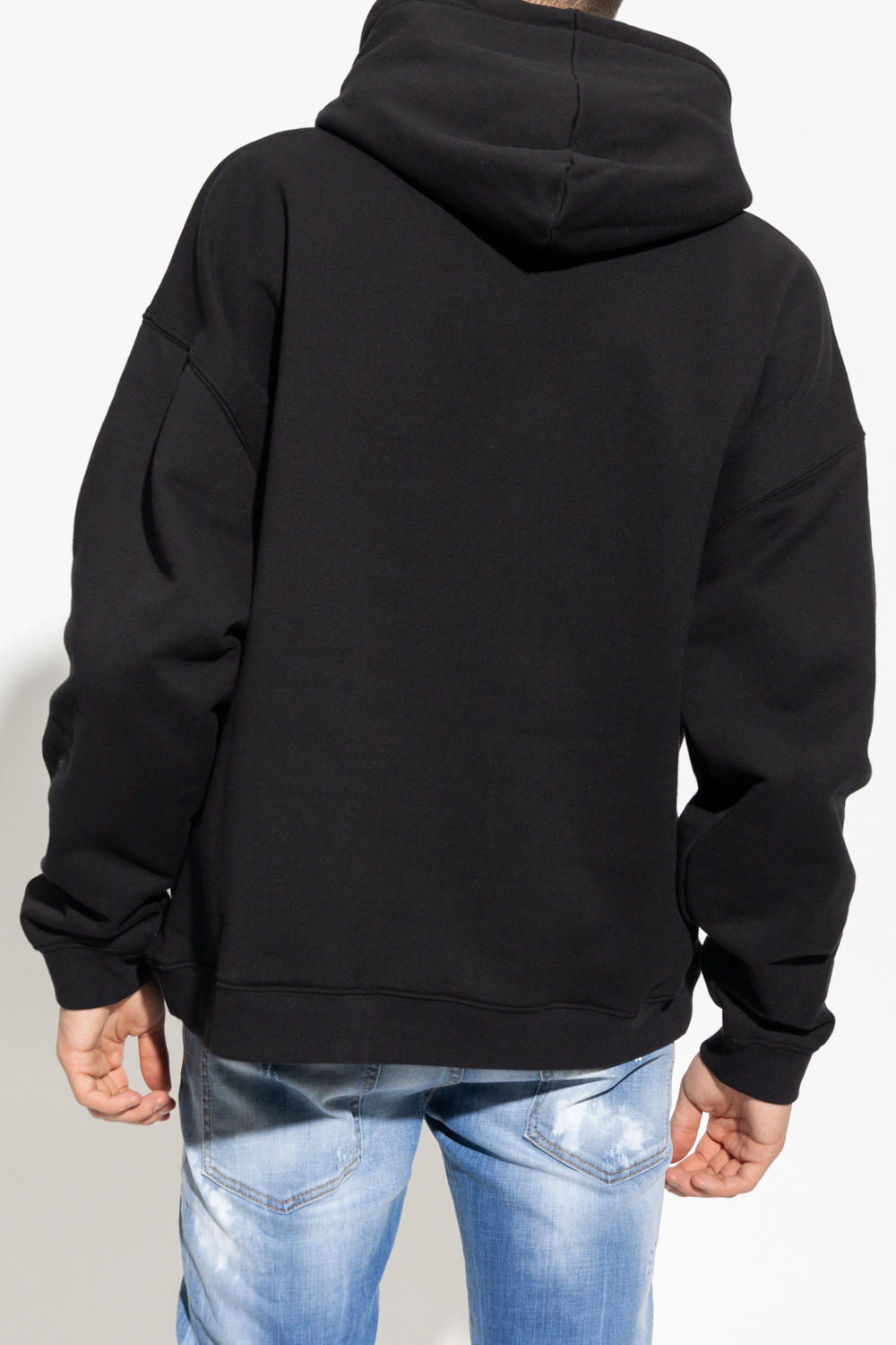 Dsquared2 Palm-tree Print Cotton Hoodie In Black
