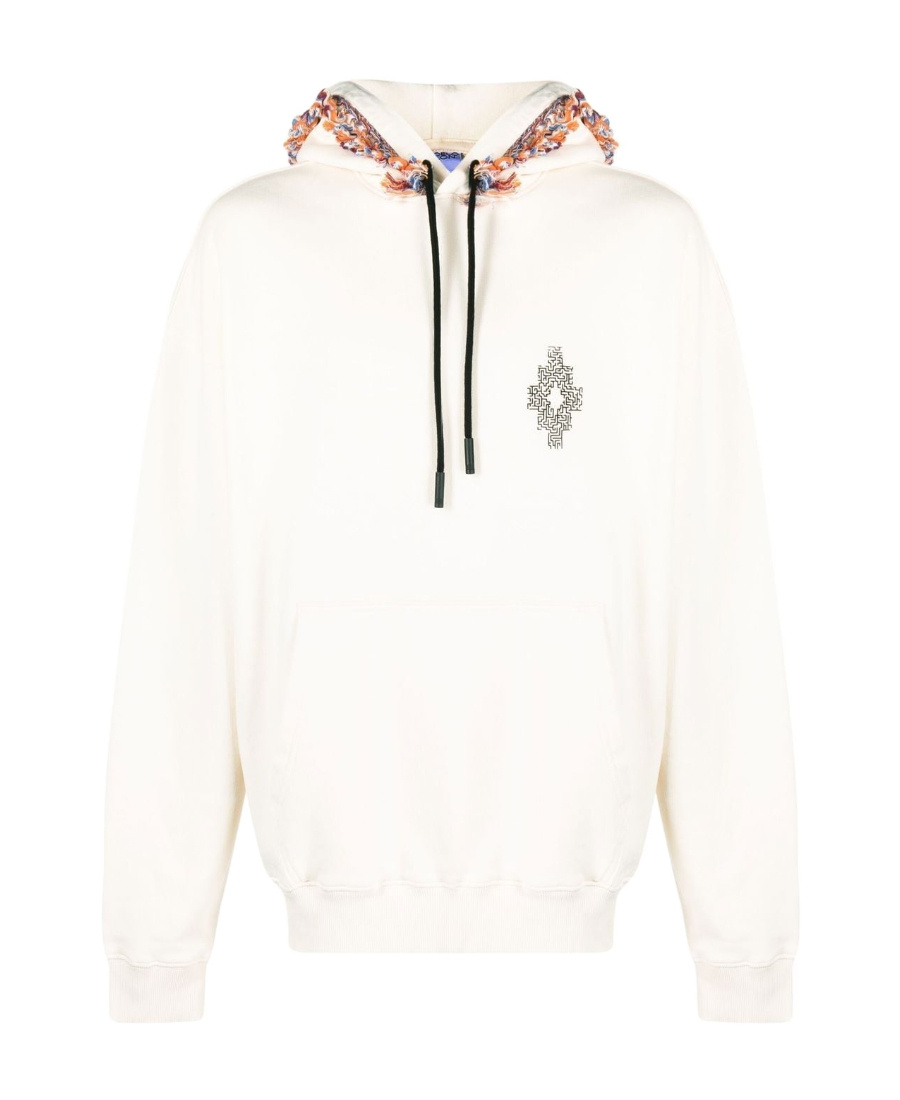 Marcelo Burlon County Of Milan Fringe-detailing Jersey-knit Hoodie In White