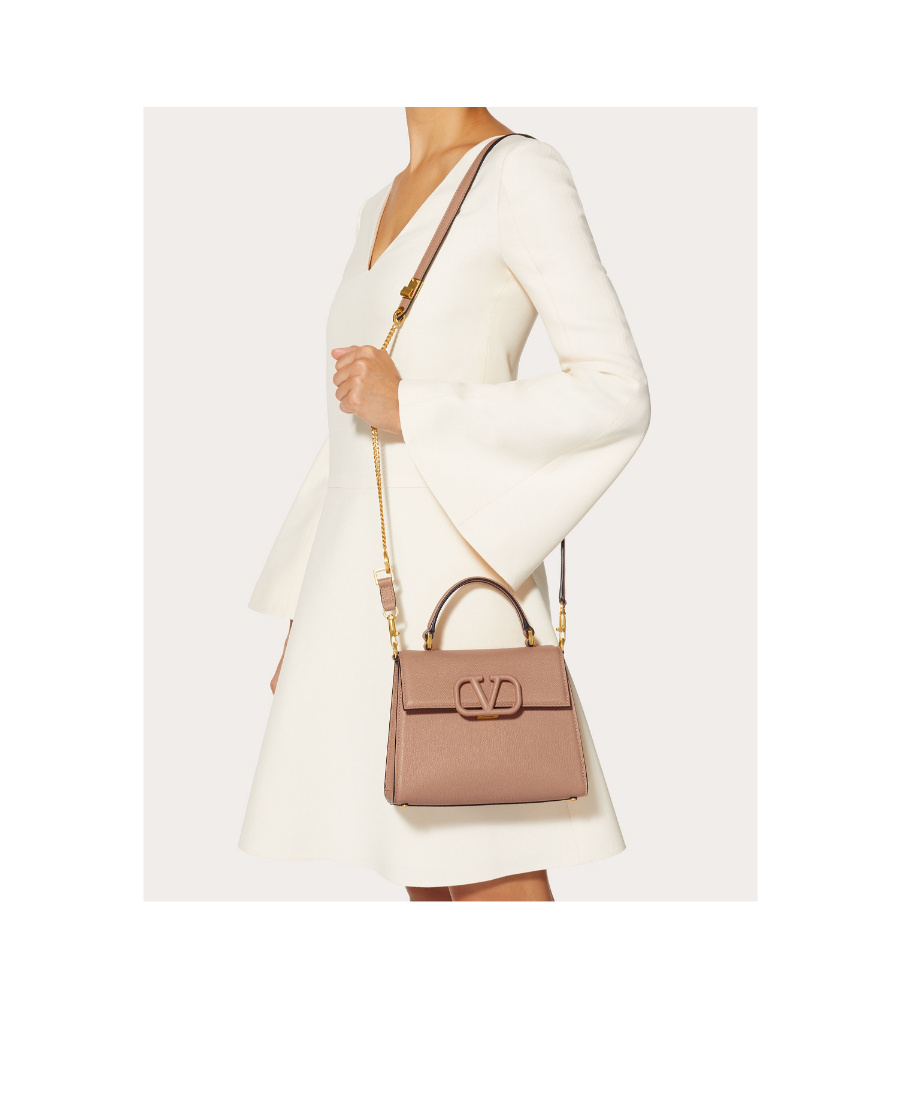 Valentino Small Vsling Tote Bag In Nude
