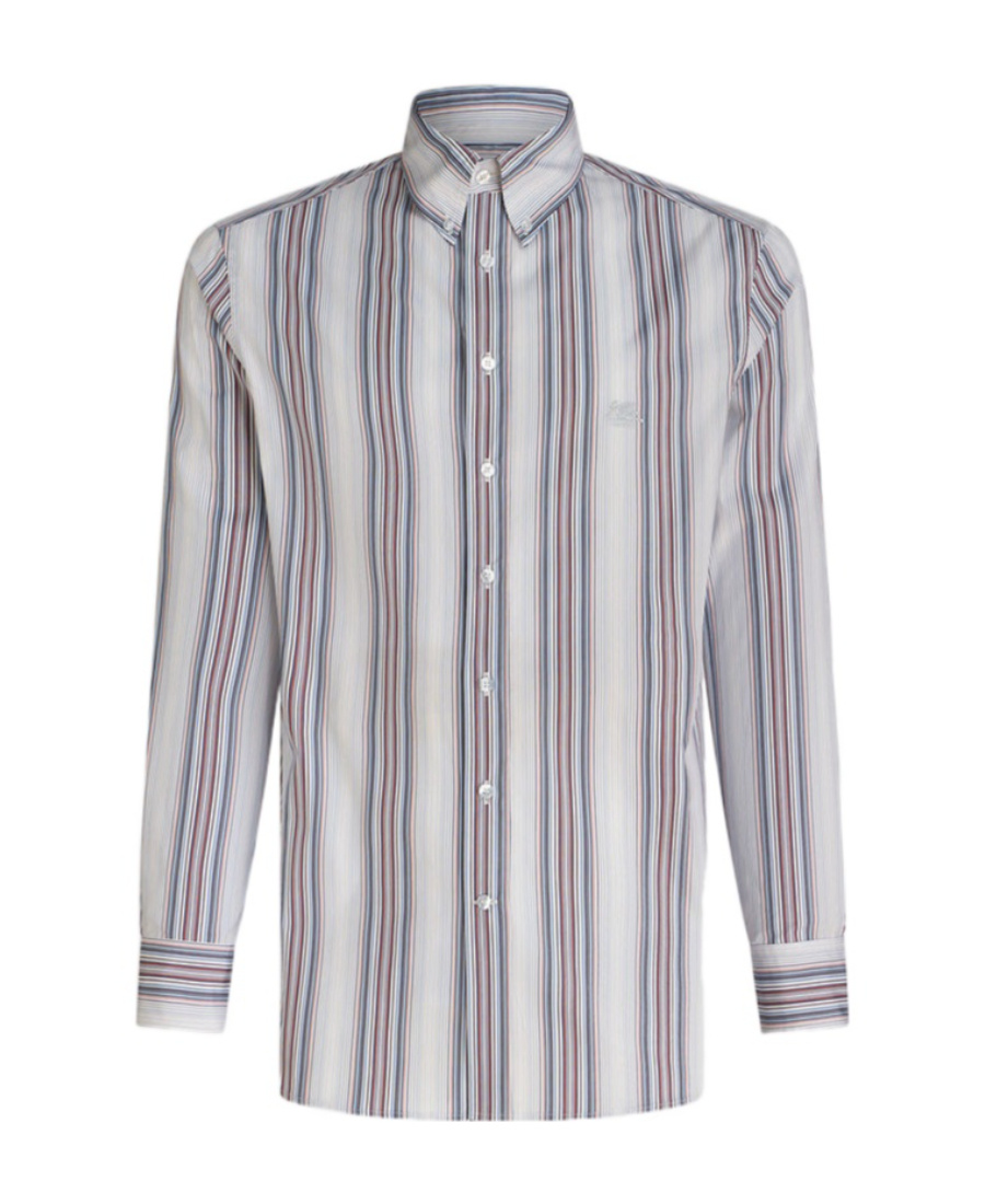 Etro Classic Striped Button-down Shirt In Gray