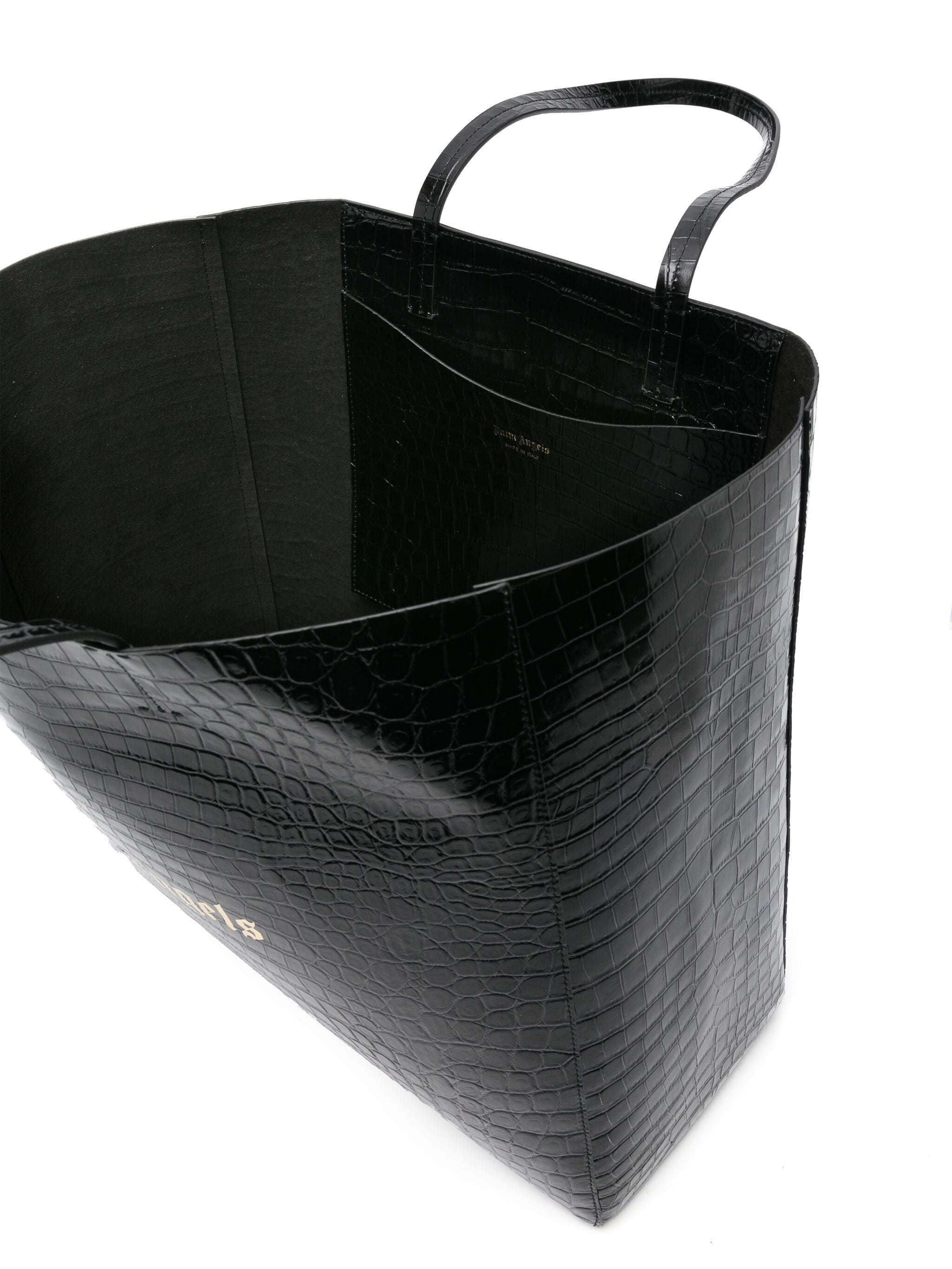 Palm Angels Logo Printed Large Tote Bag In Black