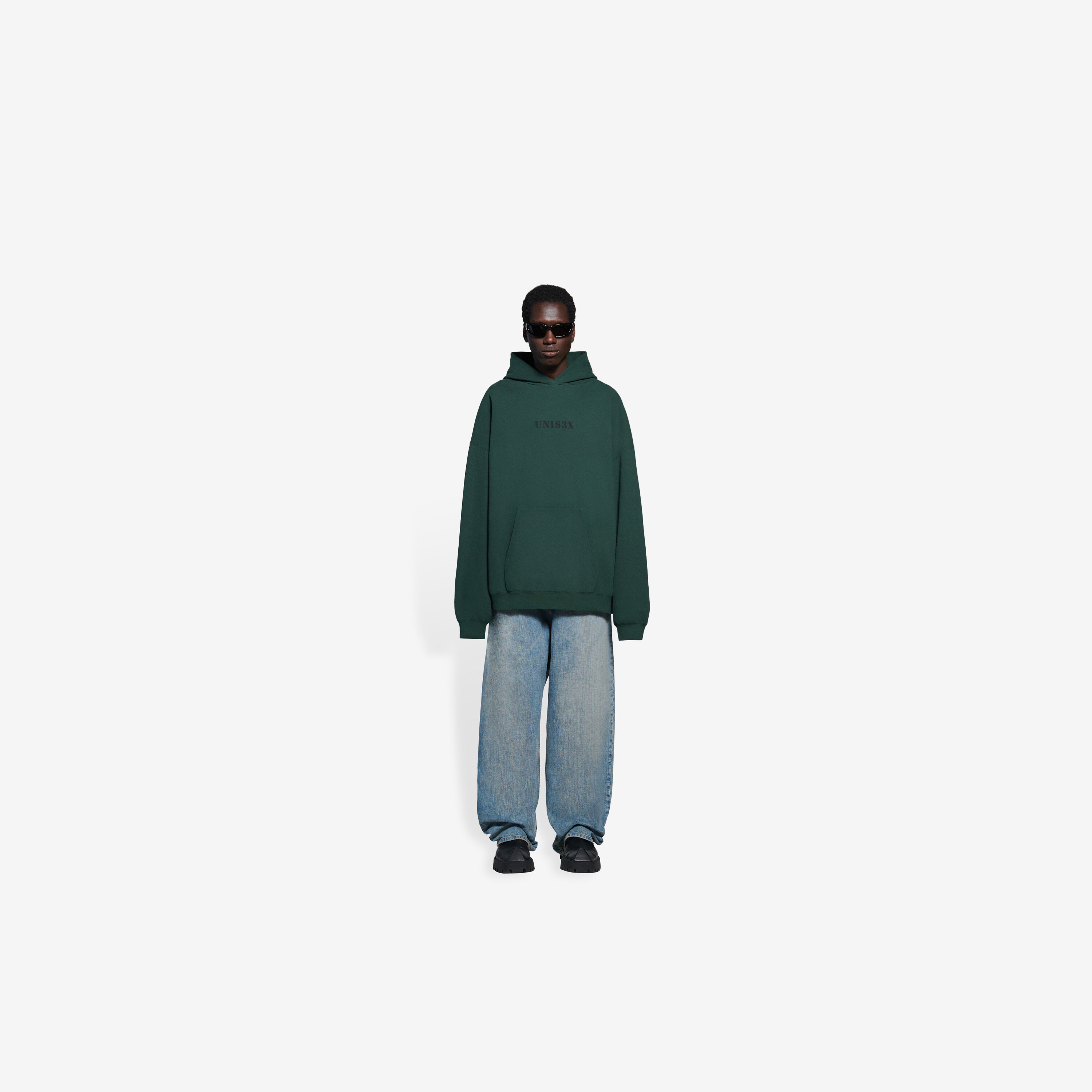 Balenciaga Unisex-print Oversized Hoodie In Green