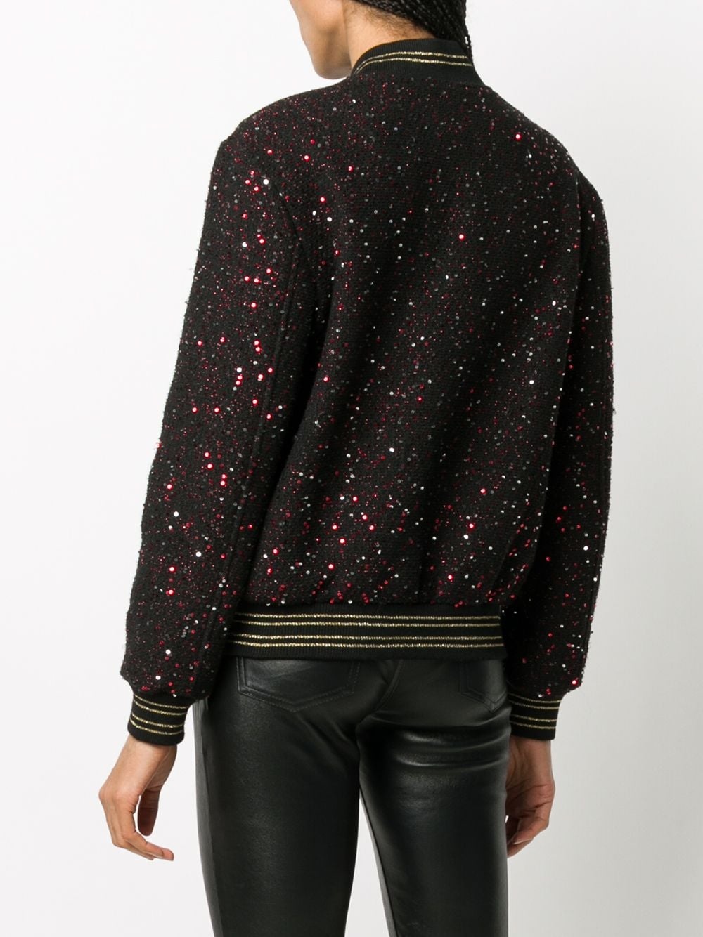 Saint Laurent Sequinned Bomber Jacket In Black