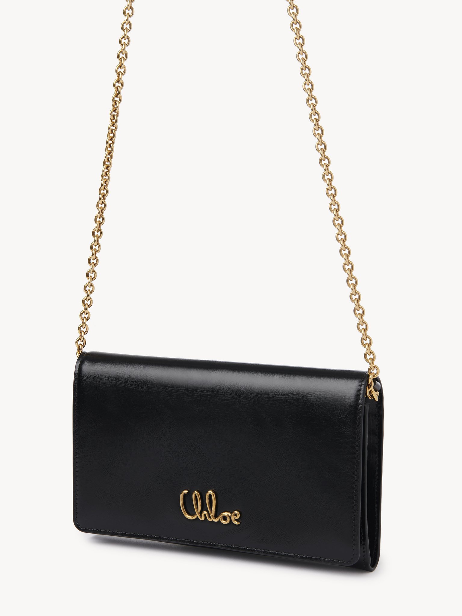Chloé Iconic Chain Clamshell Shoulder Bag In Black