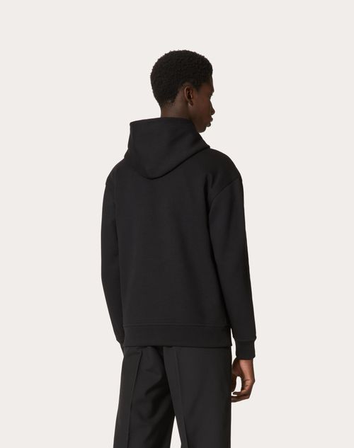 Valentino Logo Patch Drawstring Hoodie In Black