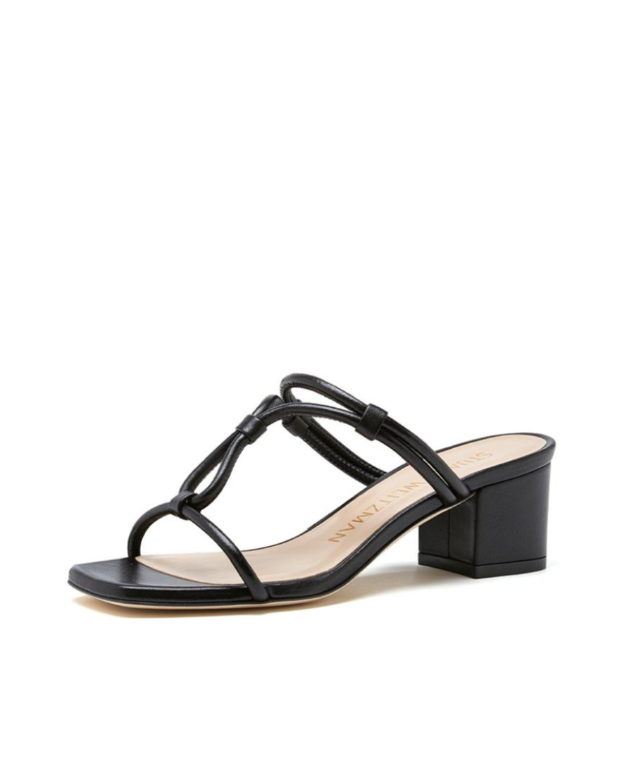 Stuart Weitzman Black Thick-heeled Sandals In Black