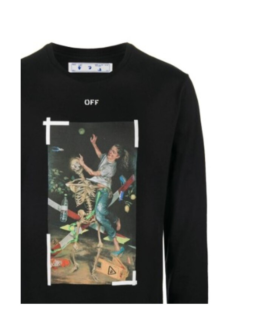 Off-white Pascal Long-sleeved Printed T-shirt In Black