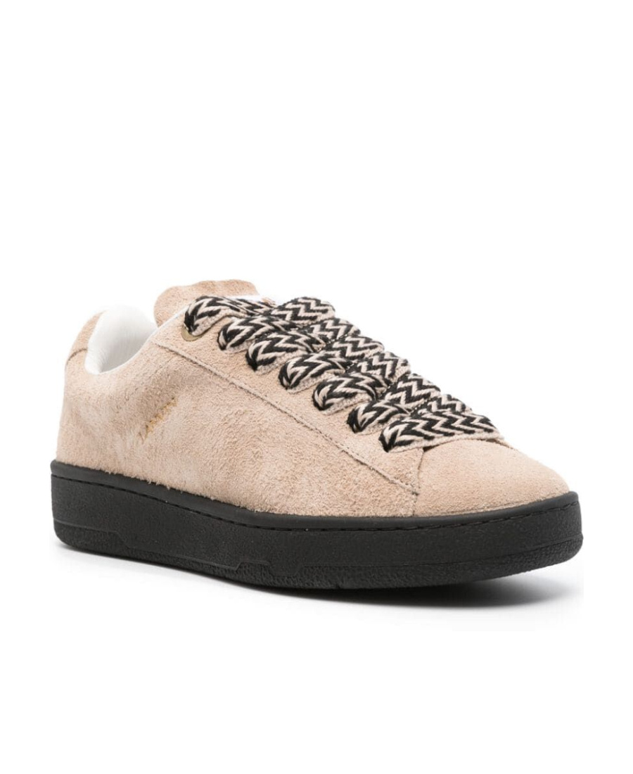 Lanvin Curb Low-top Suede Sneakers In Nude