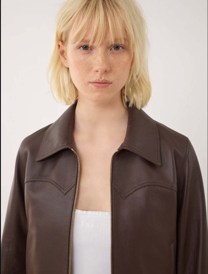 Chloé Nappa Leather Bomber Jacket In Black