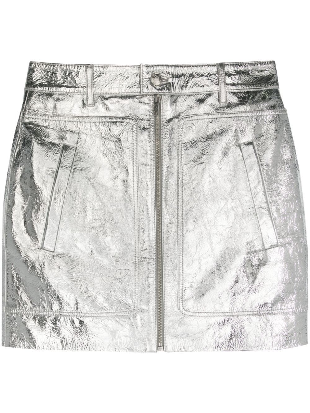 Zadig & Voltaire Jinette Leather Mini Skirt In White