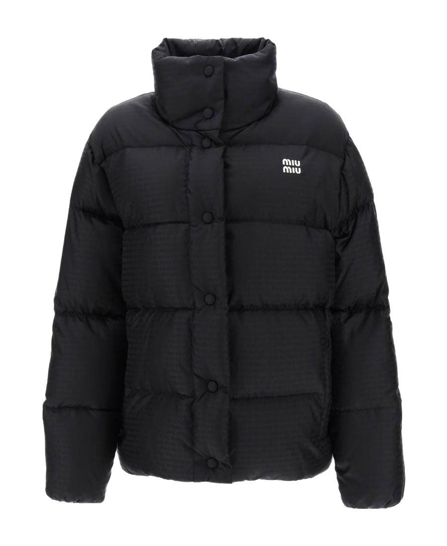 Miu Miu Logo-print Padded Jacket In Black