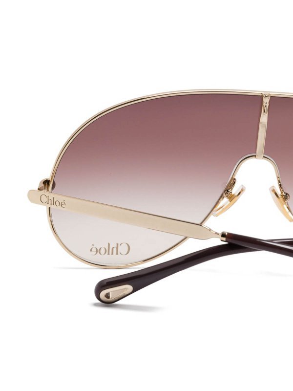 Chloé Rimmed Sunglasses With Gold Frame And Gradient Lenses