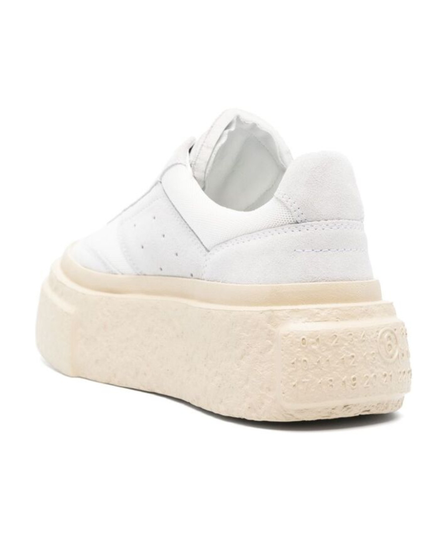 Shop Mm6 Maison Margiela Numbers-motif Leather Sneakers In White
