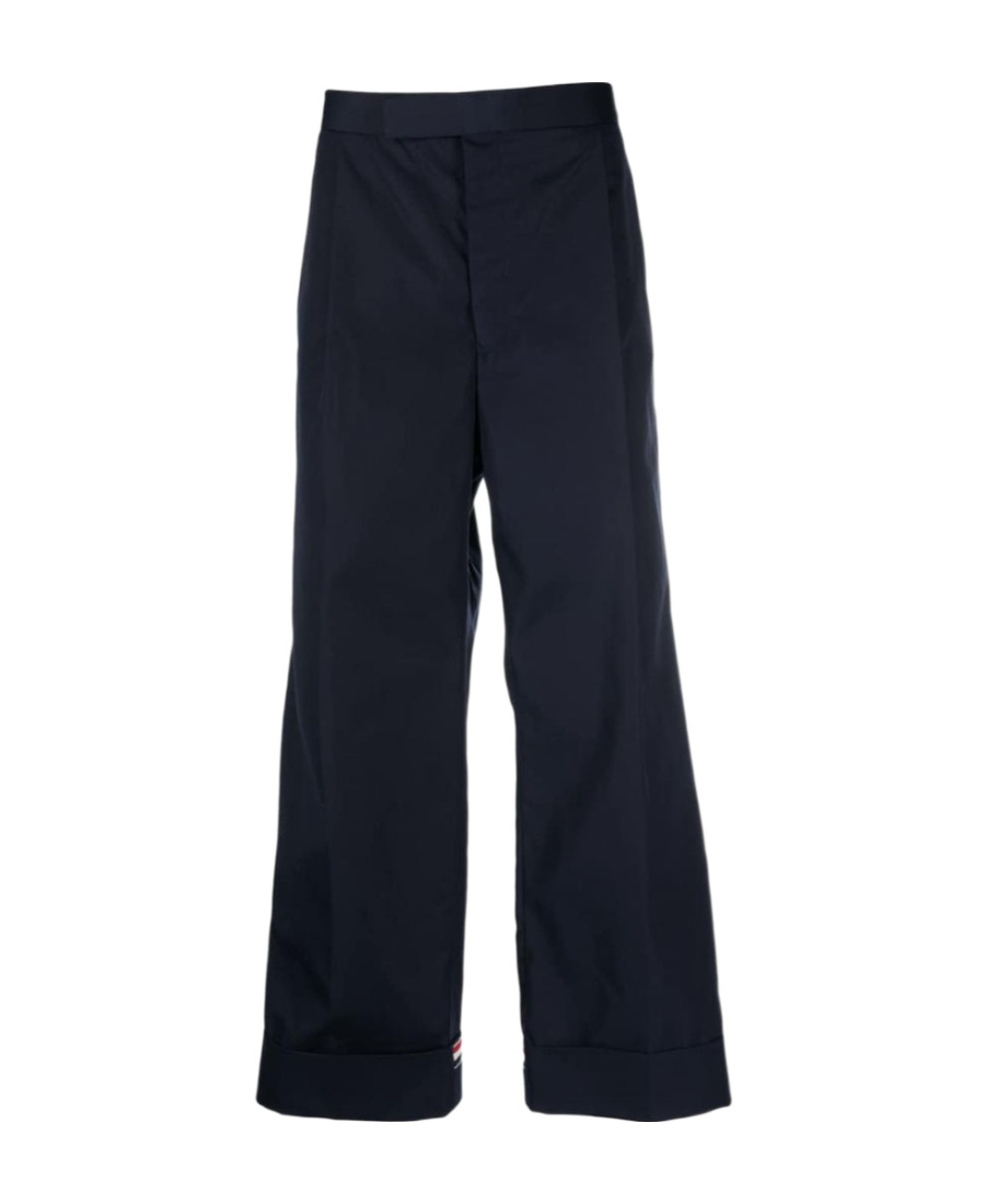 Thom Browne Rwb-stripe Tailored Trousers In Black