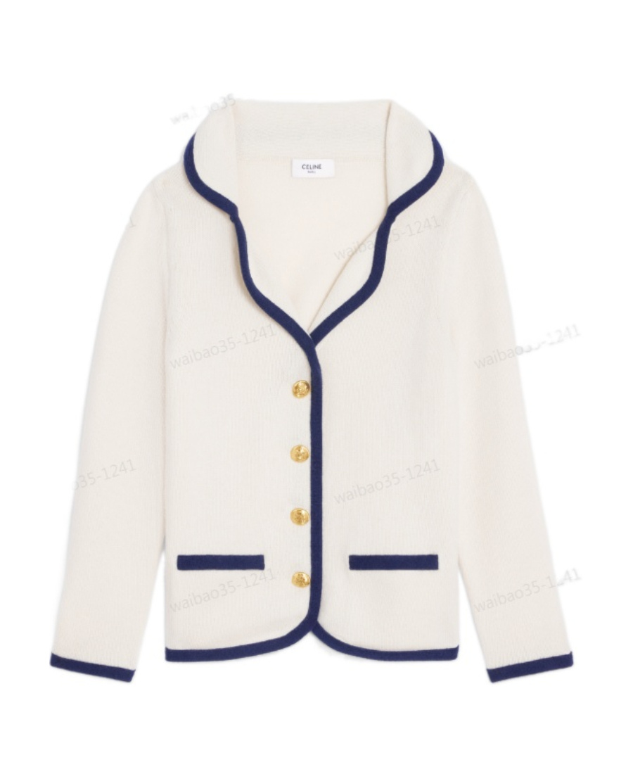 Celine V-neck Cardigan Jacket In White