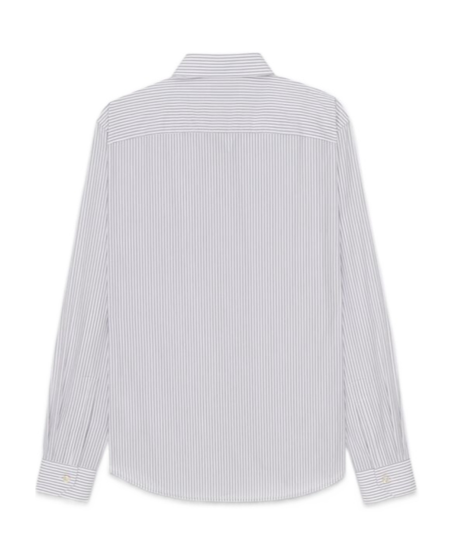 Saint Laurent Monogram Button-down Collar Striped Cotton-poplin Shirt In White