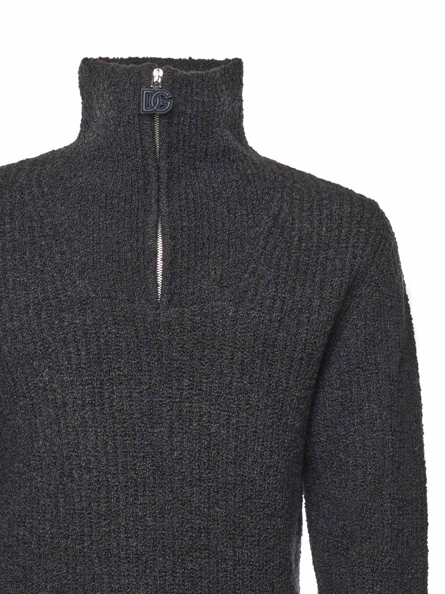 Dolce & Gabbana High-neck Zip-up Sweater In Black