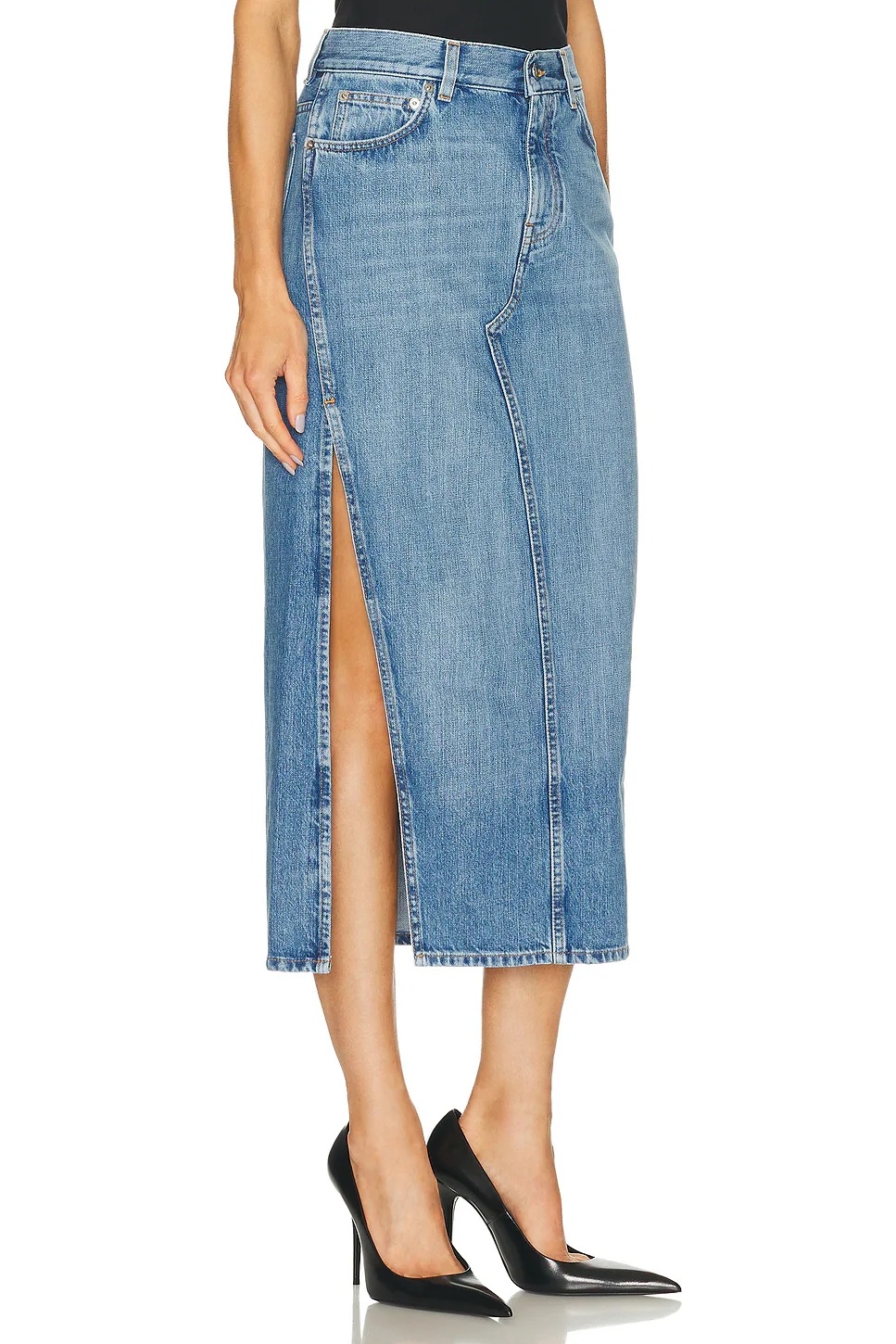 Givenchy Denim High-split Midi Skirt