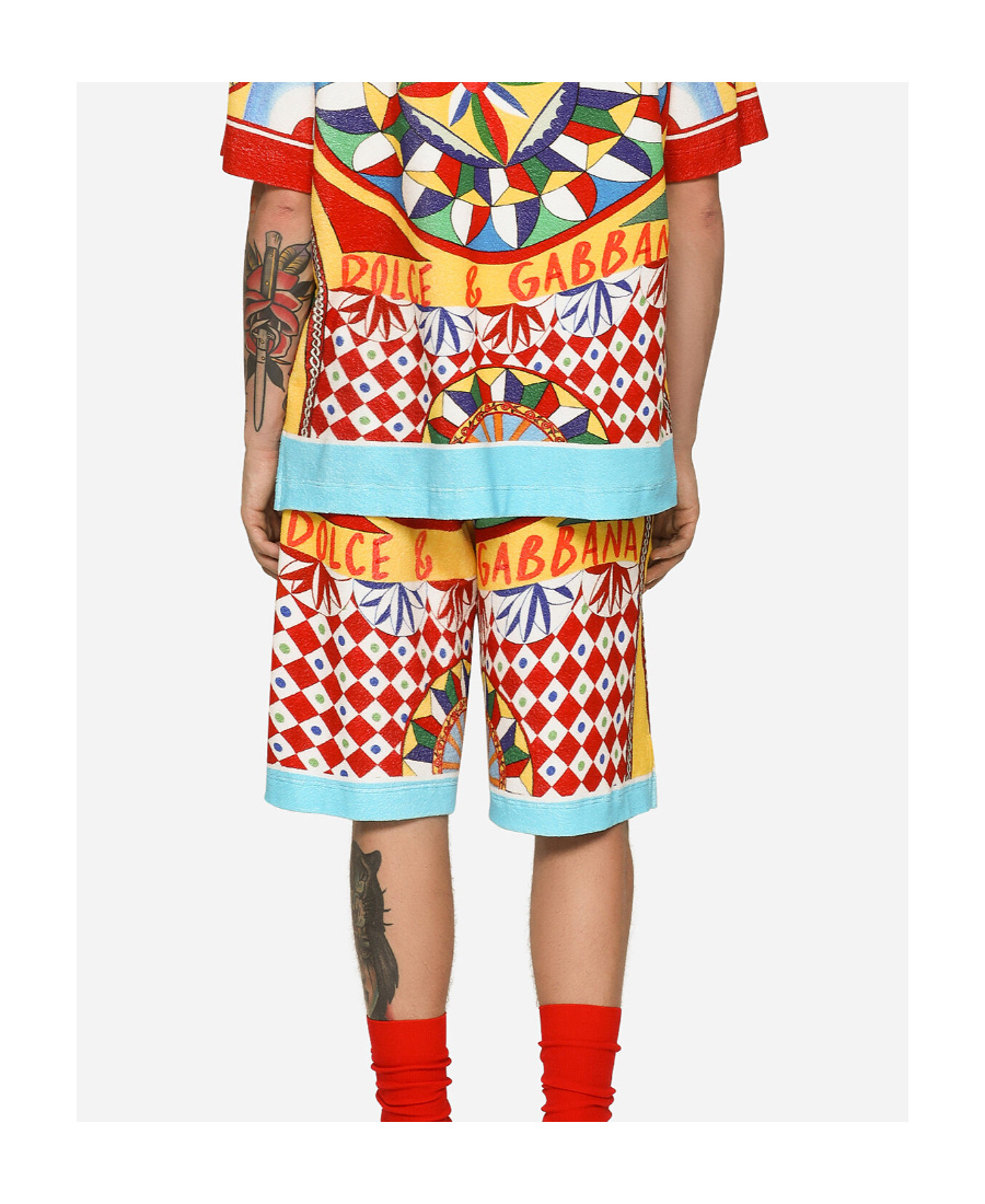 Dolce & Gabbana Carreto-print Bermuda Shorts In Multicolor