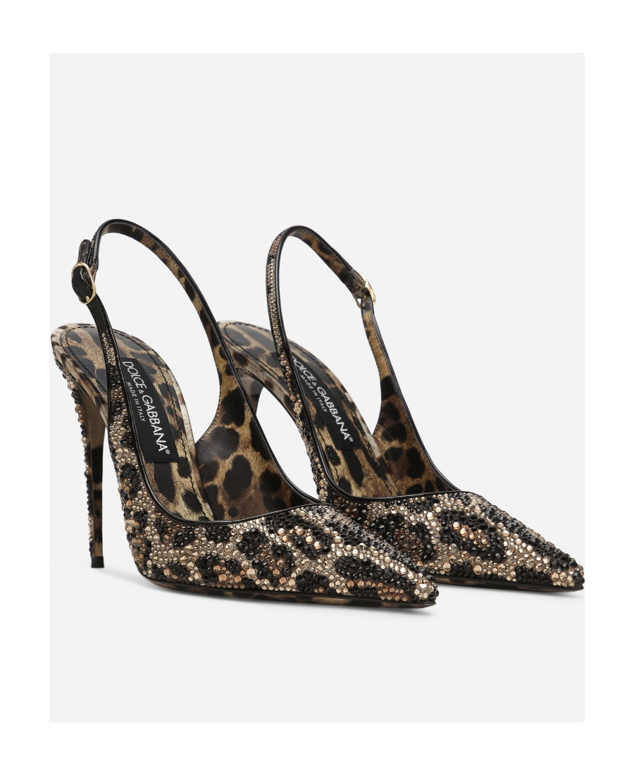 Dolce & Gabbana Dolce&gabbana Patent Leather Animal Slingback In Black