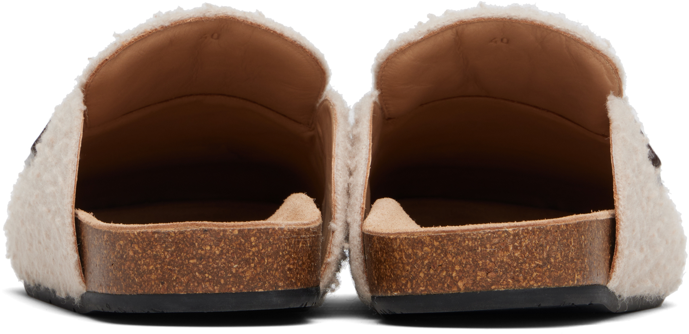 Jw Anderson Beige Felt Loafers In White