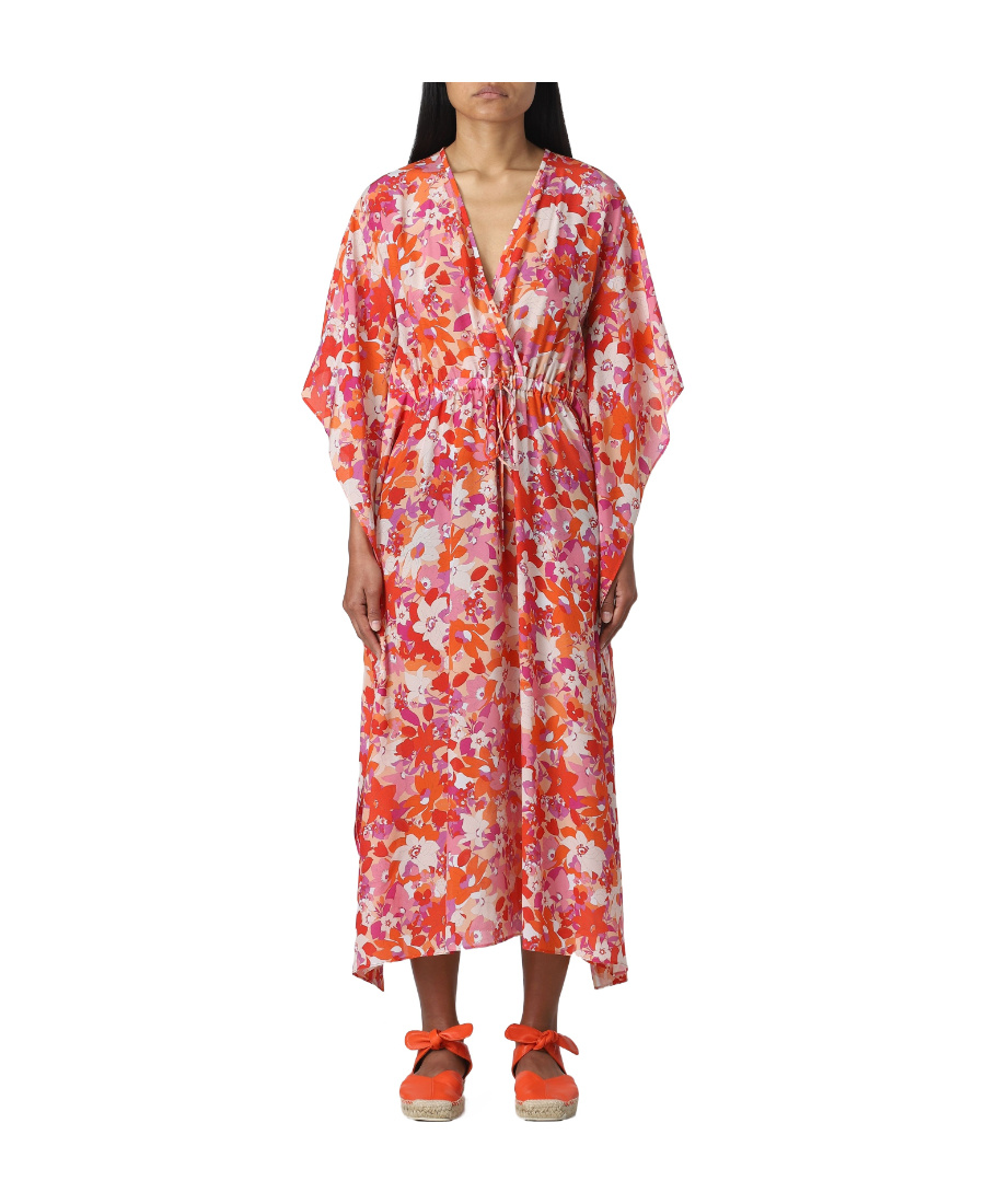 Max Mara A Printed Rope-drawn Waist Dress In Pink