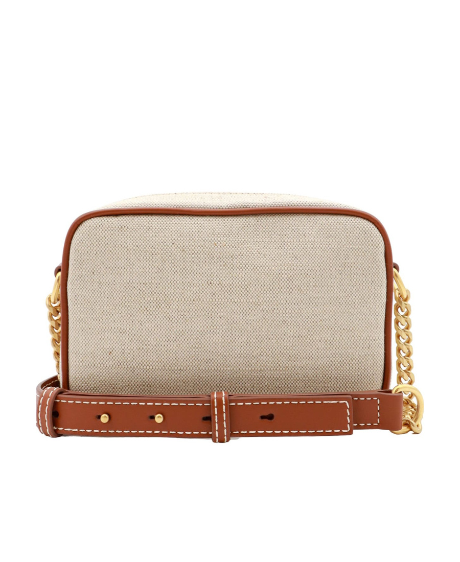 Balmain B-army Canvas And Leather Clutch In Nude