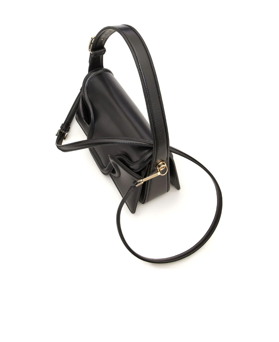 Valentino Sculpture Leather Shoulder Bag In Black