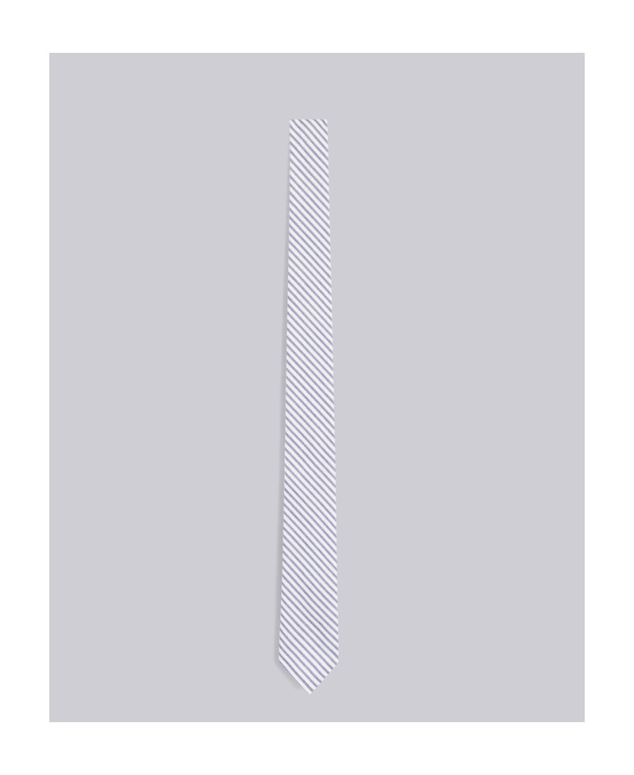 Thom Browne Striped Seersucker Tie In White