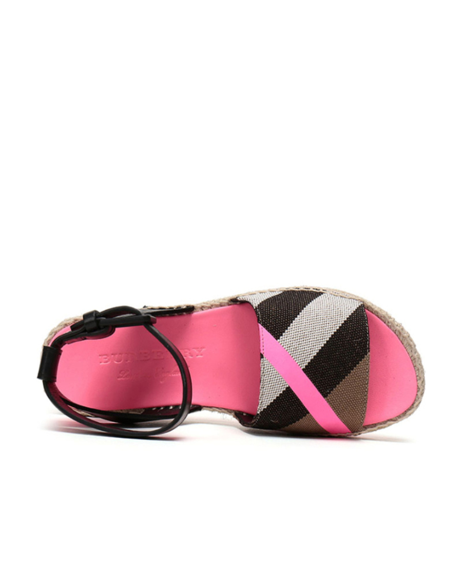 Burberry Checkered Details Flat Sandals In Black