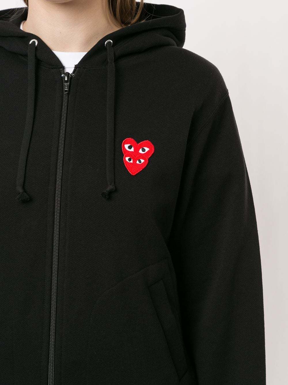 Comme Des Garçons Play Heart Motif Zip Hoodie In Black