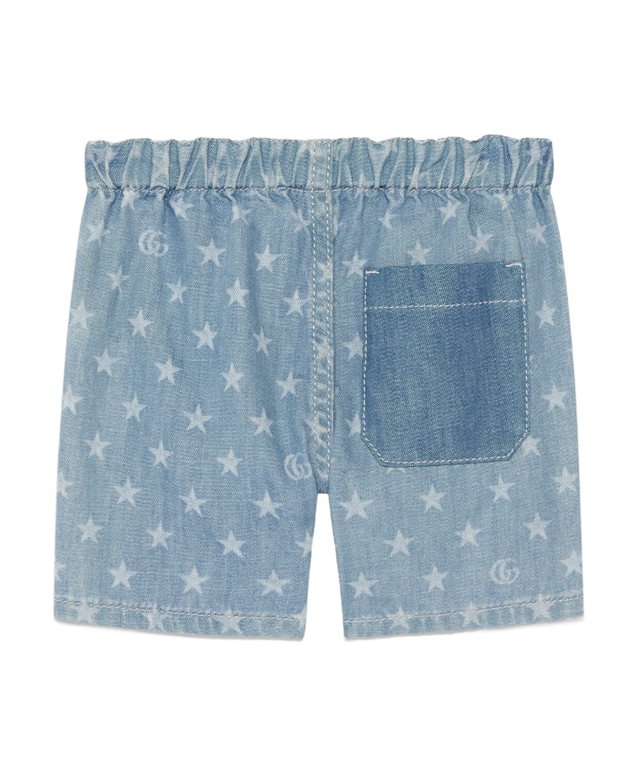 Gucci Star-print Denim Shorts In Blue