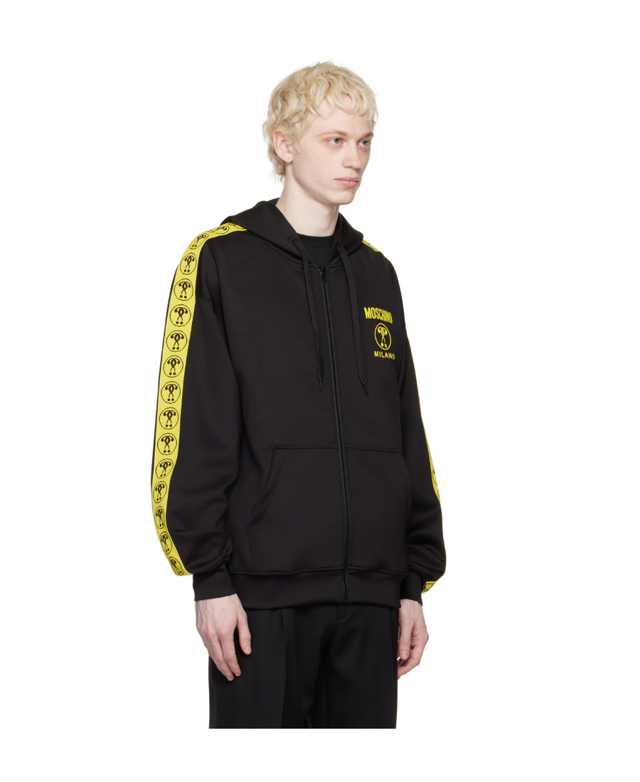 Moschino Zipped Drawstring Hoodie In Black