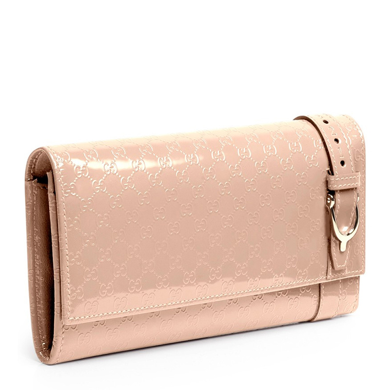 Gucci Double G Pattern Wallet In Nude