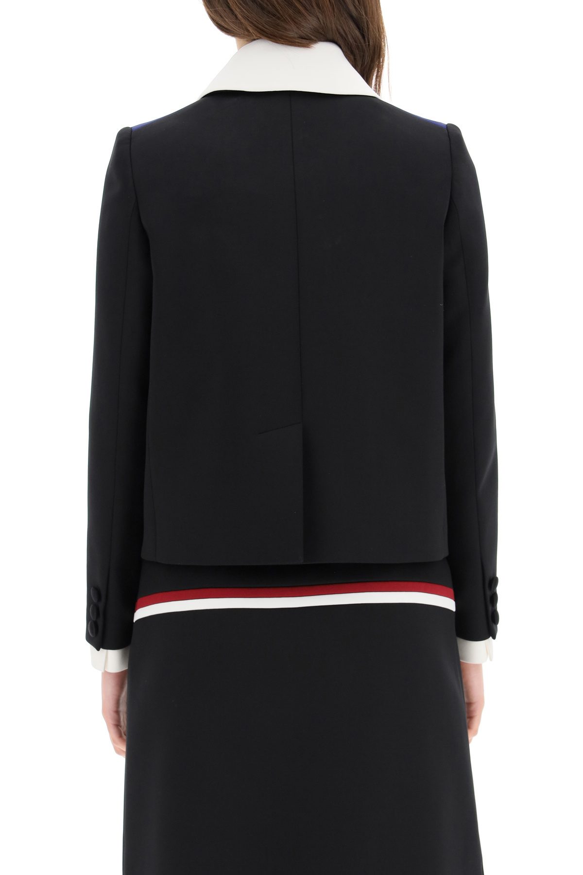 Miu Miu Contrasting-collar Panelled Blazer In Black
