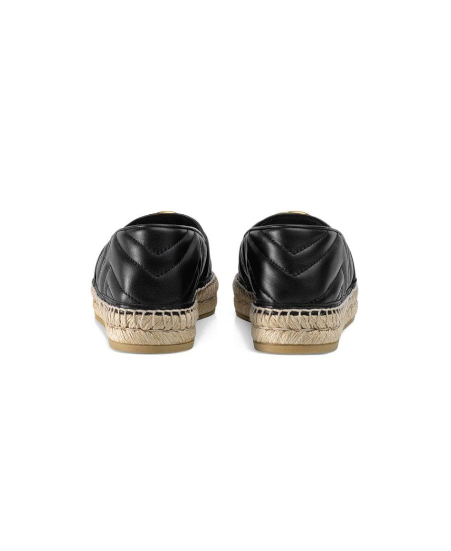 Gucci Leather Espadrille With Double G In Black