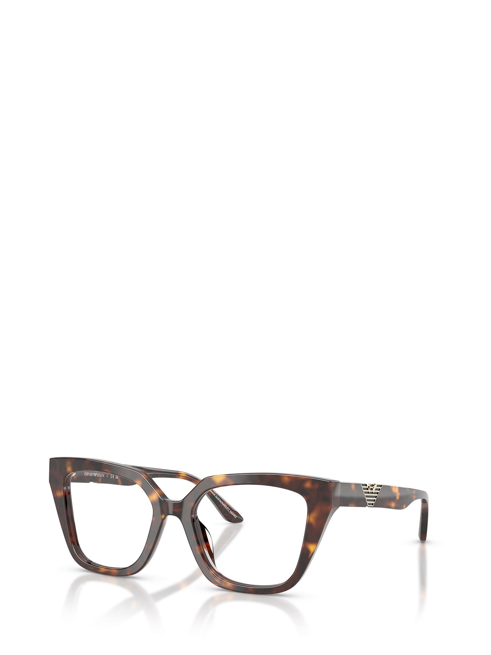Emporio Armani Cat's Eye Plain Glasses In Brown