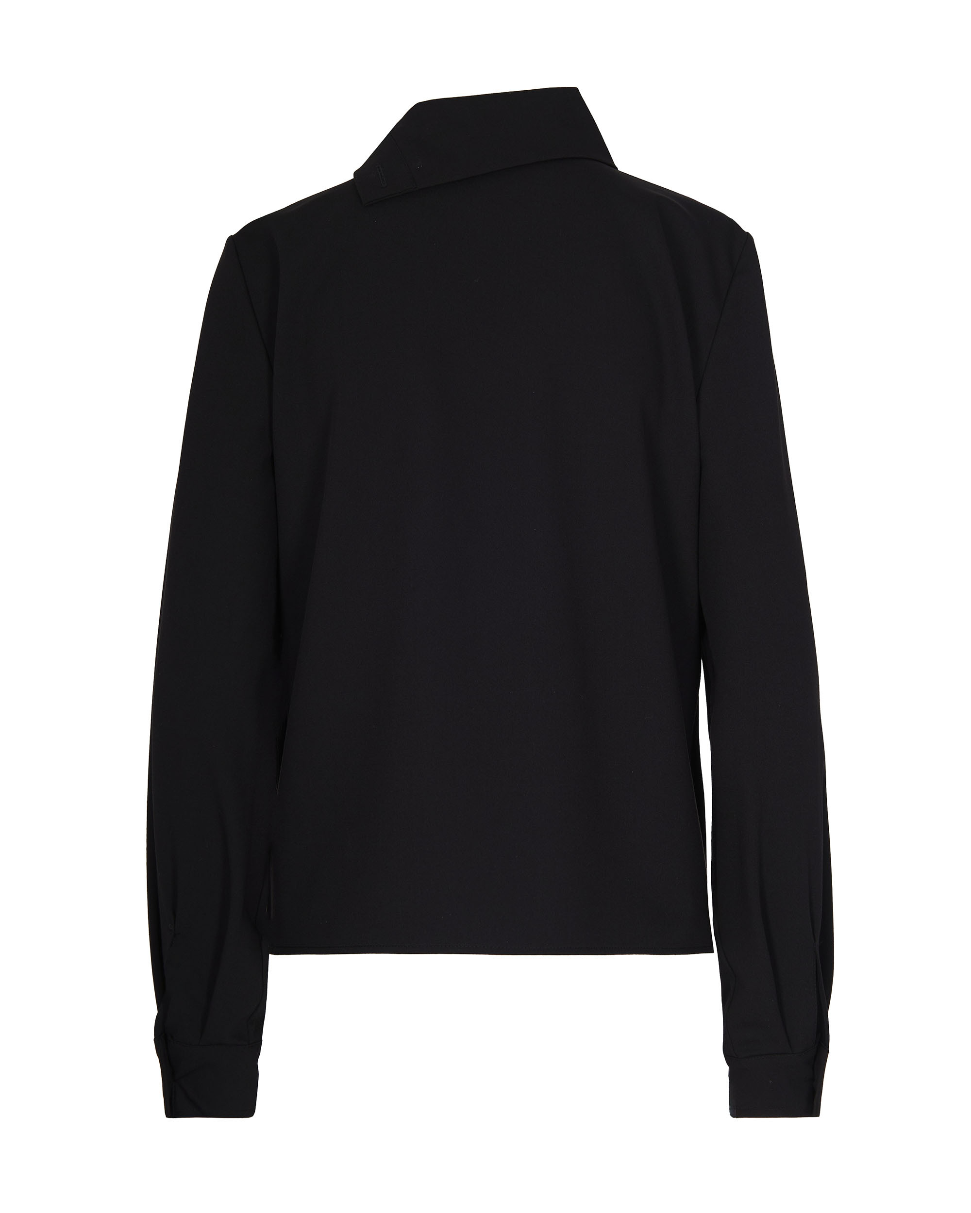 Patrizia Pepe Structured High-neck Top With Textured Fabric And Decorative Button Detail In Black