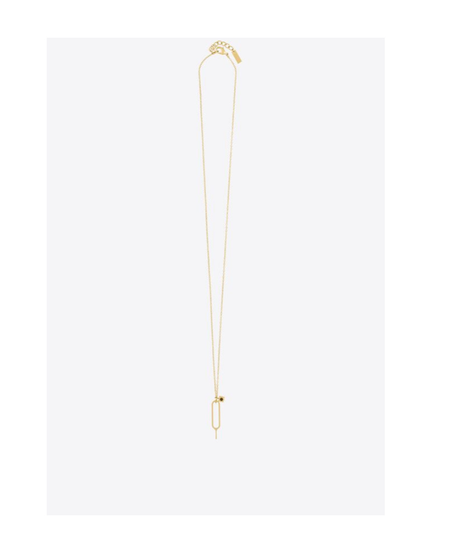 Saint Laurent Crystal-embellished Charm Necklace In Yellow