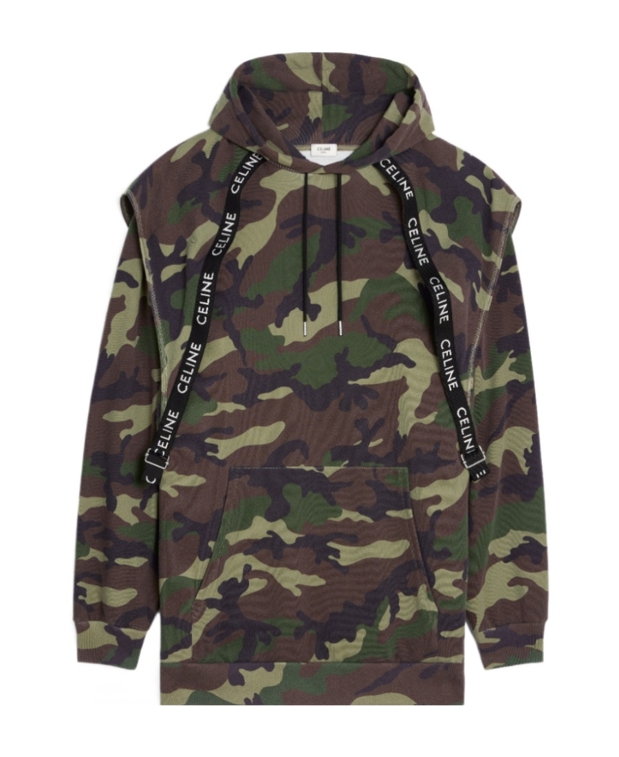 Celine Camouflage Flocking Hoodie In Black