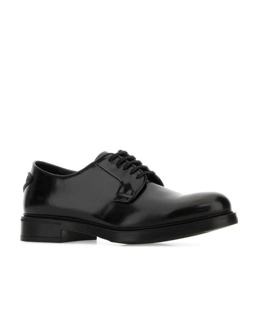 Prada Man Lace-up Shoes Black Size 6 Soft Leather In Black