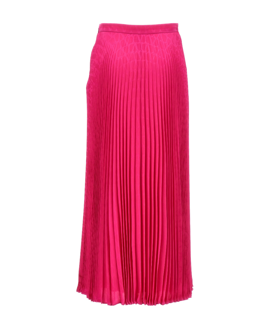 Valentino Garavani Toile Iconographe Pleated Silk Skirt In Red