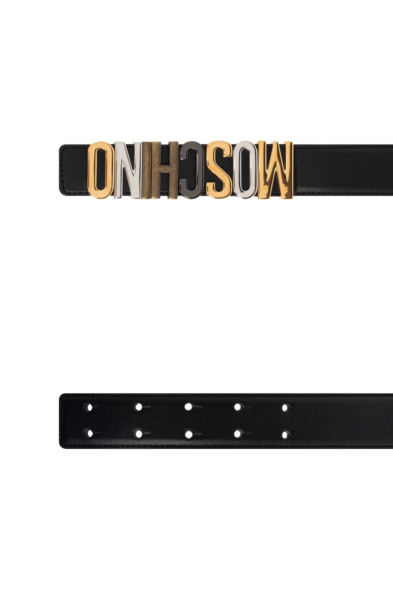 Moschino Calf Mixed Lettering Logo Belt In Nude