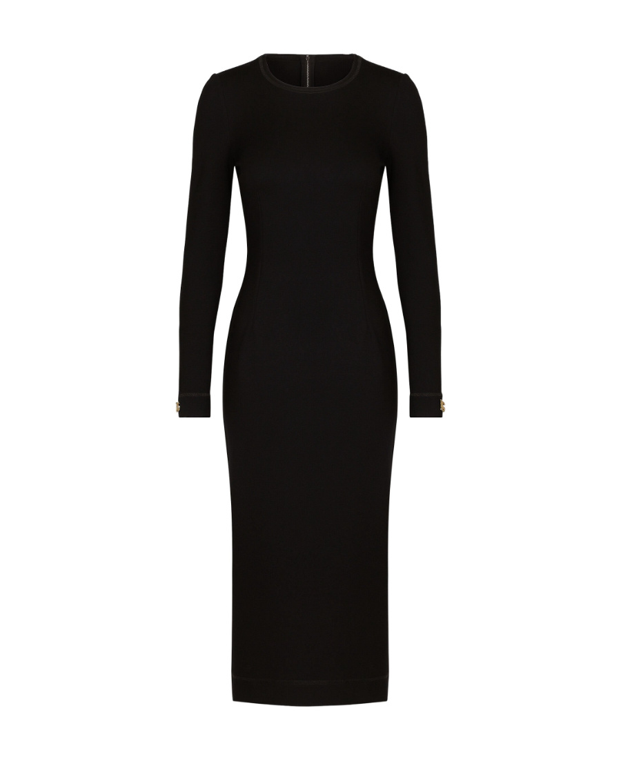 Dolce & Gabbana Jersey Calf-length Dress With Dg Logo Details In Black