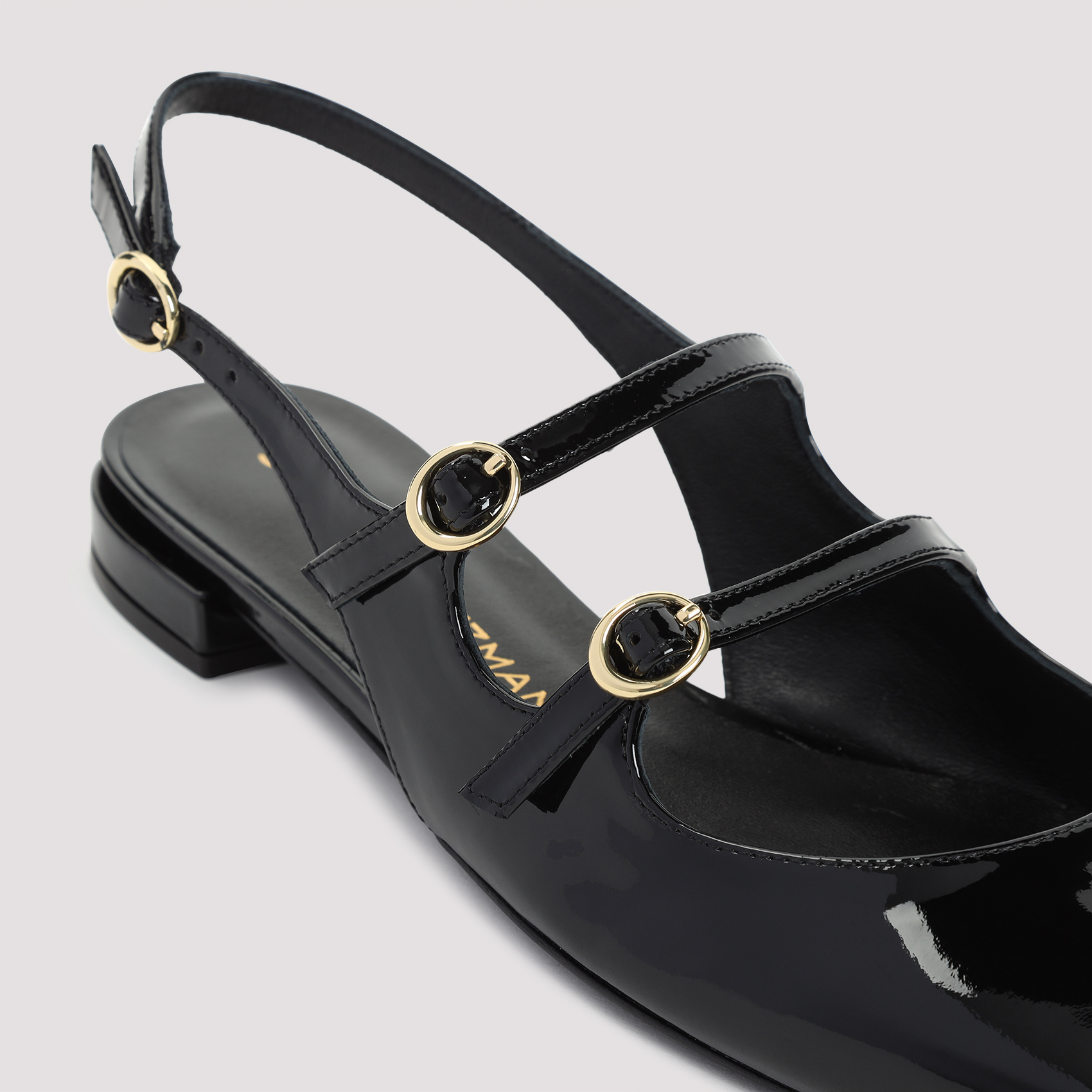 Stuart Weitzman Black Slingback Ballet Shoes With Crystal Embellishment In Patent Leather Woman In Black