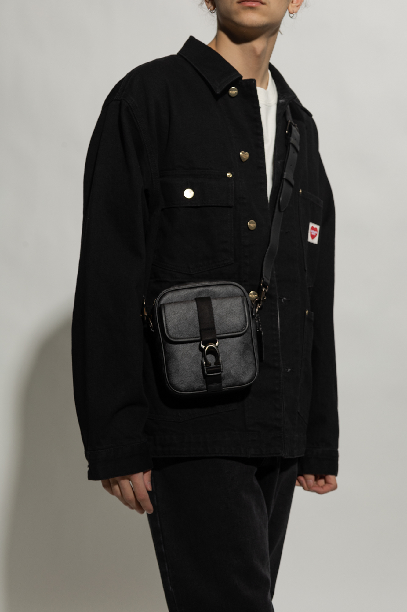 Coach Coated-canvas Messenger Bag In Black